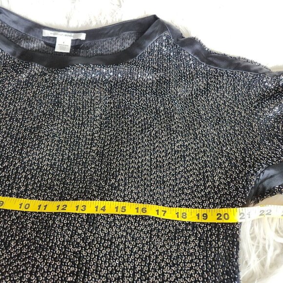 DIANE VON FURSTENBERG Embellished Sequin Silk Slip Dress Sz 4 Black Kimono Tunic - Picture 10 of 16